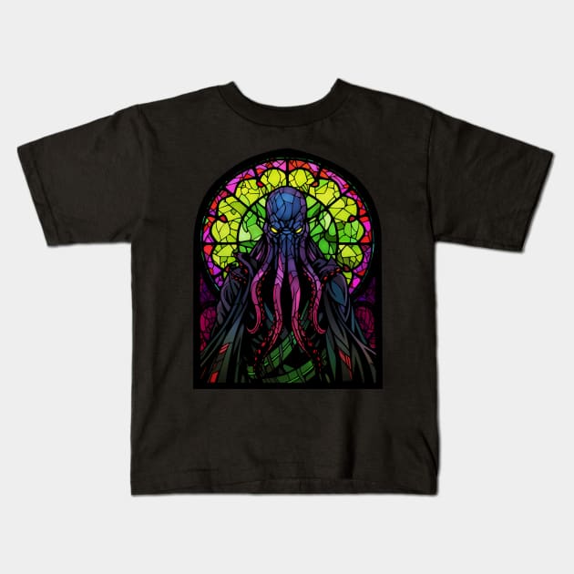 Stained Glass Mindflayer Kids T-Shirt by curiographer